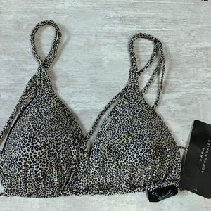 ZARA black and white cheetah triangle bathing suit top, multi strap - BRAND NEW